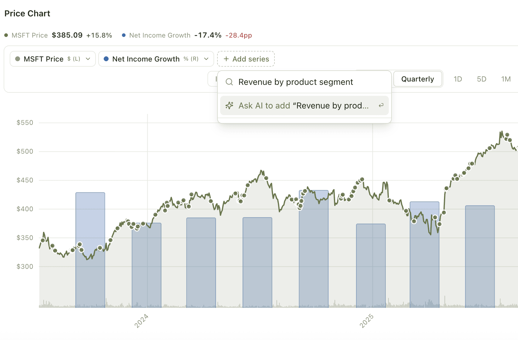 NL chart parse — prompt and the resulting chart spec