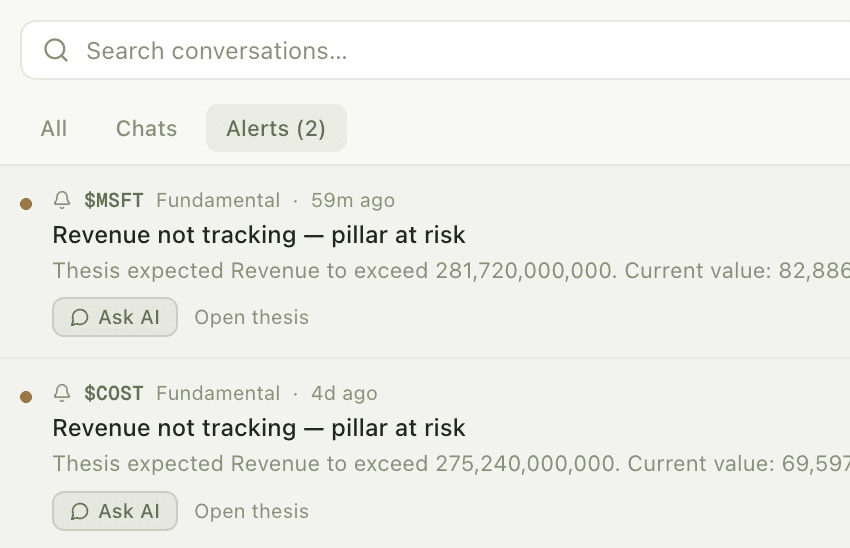 Pillar binding — metrics and news streams attached to a claim
